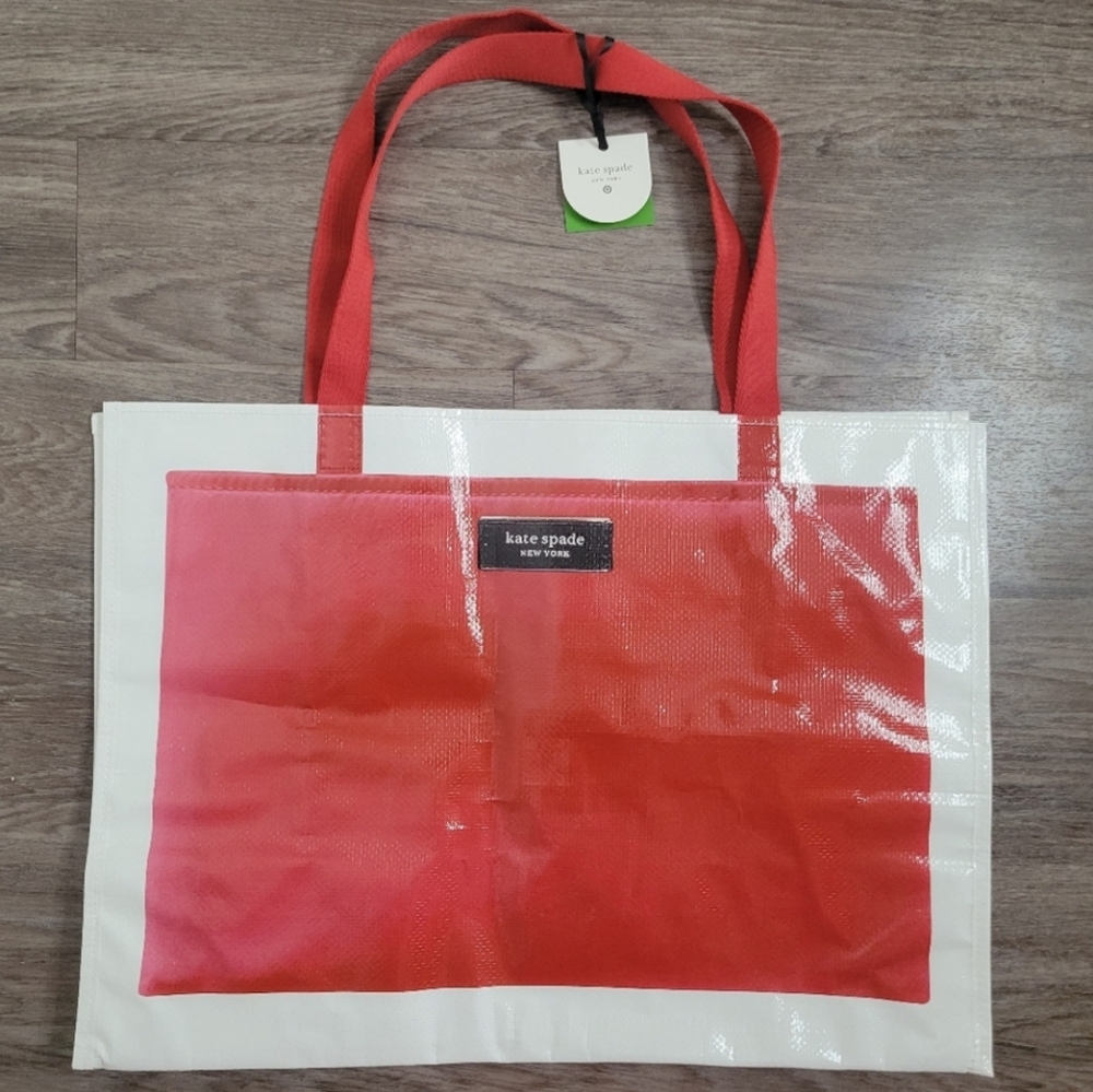 NWT Kate Spade × Target Reusable Large Tote Bag Red & White Limited Edition NEW - Picture 5 of 11